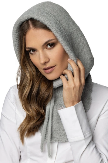 Vivisence Damen Schal Warm Winter Schalmütze Kapuzen Balaclava Garn 7097, hellgrau