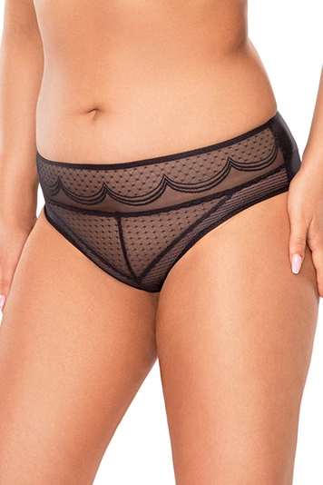 Vivisence Dame Slip Unterhose Spitze Tüll getupft  Unterwäsche Bund 1050, schwarz