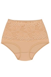 Wolbar Damen Sexy Shapewear-Slips Spitze Miederslip Hohe Taille Figurformende WB207, beige