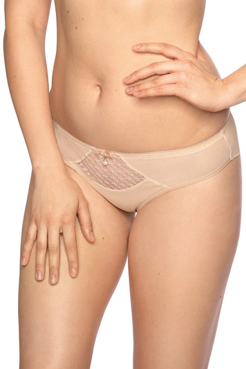 Gaia Damen Slip Unterhose Schelife Netz Stickerei Unterwäsche 874B Samira, Beige