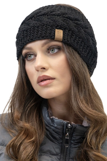 Vivisence Damen Stirnband Winter Dickem Garn Perfekter Anpassung Optimalen 7094, schwarz