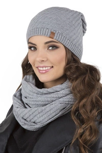 Vivisence Damen Winter Set Mütze Und Loop-Schal Komfort für Kalte Tage 7017Kmpl, hellgrau