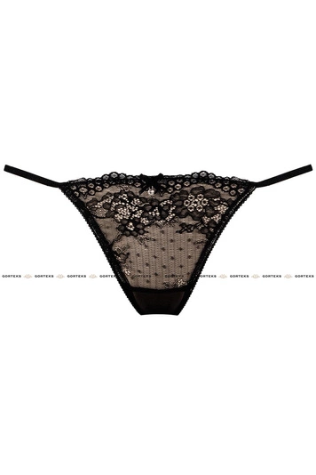 Gorteks Scarlet/MS Strings Dame Tangas Unterhosen Unterwäsche Spitze Setteil EU, Schwarz-Beige