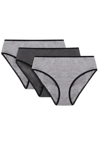 Vivisence Dame Slip Unterhose Klassisch Komfortabel Trendig Alltag Unterwäsche 4016, schwarzes Gummiband:grau/schwarzgrau/grau