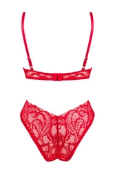 Obsessive Dame Reizwäsche Set 2-teilig Dessous Spitze Sexy Verführerisch Asymmetrisch Atenica, Rot