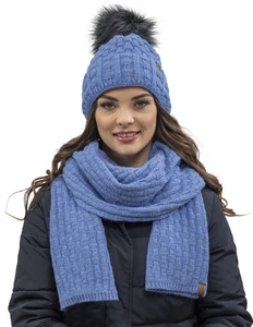 Vivisence Wintermütze mit Bommel Damen Warmes Ideal Für Kalte Wintertage 7015, Denim