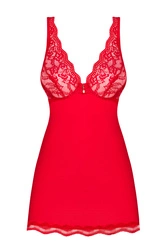 Obsessive Dame Reizwäsche Set 2-teilig Nachthemd String Spitze Sexy Ausschnitt Blumenmuster Luvae, Rot