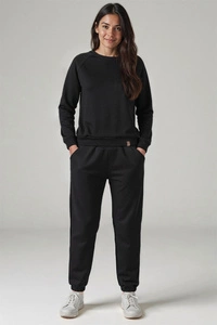 Vivisence Damen Trainingsanzug Baumwolle Bündchen Taschen Alltag Komfort 9204,