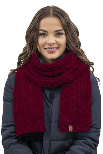 Vivisence Damen Winter Schal Aus Modischer Gemütlich Wärmendem Garn Mit Dekorativer Bindung Für Kalte Wintertage Frauen Elegante Und Sportliche Outfits Winter Herbst Modell 7015s, weinrot