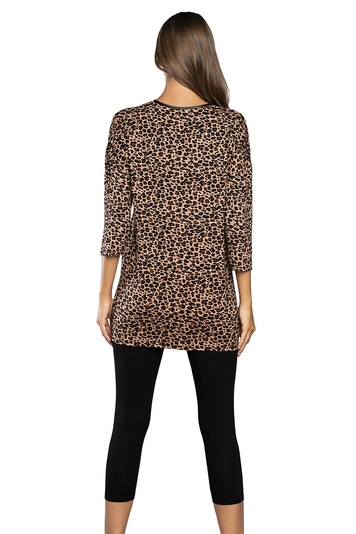 Italian Fashion Dame Schlafanzug Pyjama 2-teiliger Set Leopardenmuster Pantera,