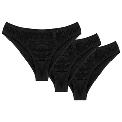 Wolbar Dame Slip 3er Pack Spitze Schleife Bund Unterhose Komfortabel Unterwäsche WB166,