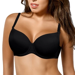 Gaia Damen Push-Up BH Bügel Dessous trägerlos glatt 639 Jean , Schwarz
