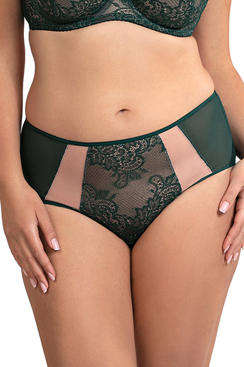 Vivisence Unterhosen Damen Slip Unterwäsche Frauen Hohe Taille Slip Baumwolle Spitze Netz Panties Glatter Mikrofaser Hinterteil 1044W, Grün