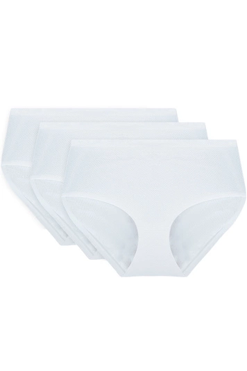 Vivisence Dame Slip 3-er Pack Unterhose Glatt Voll Nahtlos Hoher Bund 4013, weiß