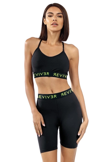 Reviver Dame Leggings  Klassisch  Bund Taille  Sport Knielang F9517, Schwarz