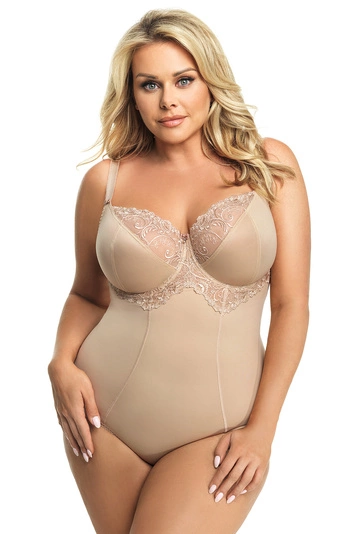 Gorsenia K356 Gala Body Dame Maxi Shapewear Stickerei Soft-Cups regulierbar EU, Beige