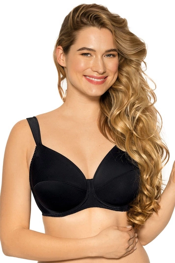 Gaia Damen Soft BH Klassisch Glatt Unterwäsche große Brüste 075 Maddalena, Schwarz 2