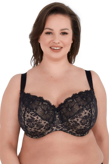 Gaia 534M Chantal Soft BH Damen Unterwäsche Big regulierbar Spitze, schwarz-beige