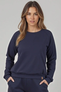 Vivisence Sweatshirt Damen Mit Rundhalsausschnitt Aus Baumwolle Langer Ärmel Bequemer Schnitt 9004,