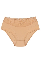 Wolbar Damen Slips Panties Höschen Hohe Taille Slips Hoher Taillenslip, Bauchkontrolle Spitzenhöschen Hohe Taille Unterhosen WB415, beige