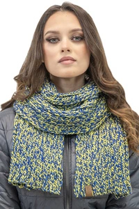 Vivisence Damen Schal Langer Modischer Wärmendes Zweifarbiges Warmem Garn Vielseitig Winterschal Frauen Eleganten Und Sportlichen Outfits Perfekt Für Kalte Wintertage Modell 7107, gelb