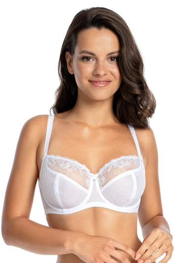 Gaia Dame Soft BH Stickerei Geblümt Cups Träger Unterwäsche 1027 Eve, Weiß