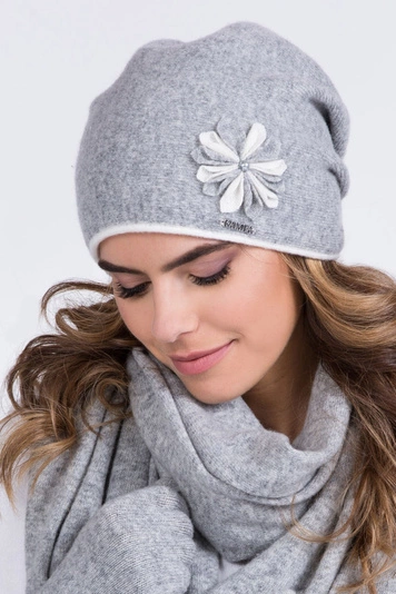 Kamea Dame Wintermütze Kopfbedeckung warm gemustert dick Salsa, Grau
