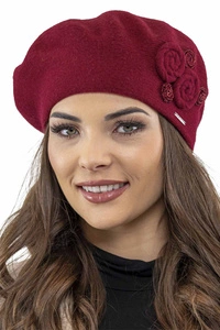 VIVISENCE Baskenmütze aus Wolle Damen Kälteschutz und Komfor für Kalte Tage 7037, weinrot