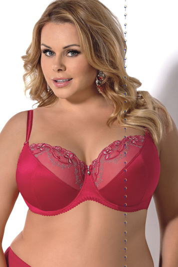 Gorsenia K320 Romina Soft BH Dame Maxi Dessous Stickerei gemustert regulierbar Setteil EU, Weinrot