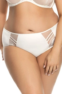 Gorsenia Damen Slip Unterhose Tüll Spitze hoher Bund K497 Paradise, hellbeige