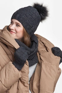 Pamami Dame Winterset Warm Gemustert Bommel 17549+14603+20680,