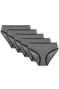Vivisence Dame Slip Unterhose Klassisch Komfortabel Trendig Alltag Unterwäsche 4016, schwarzes Gummiband:graphit