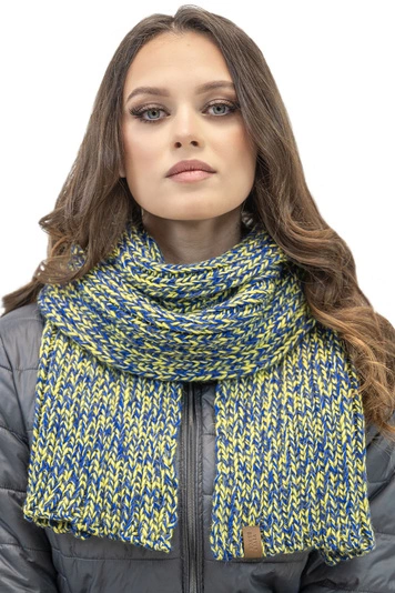 Vivisence Damen Schal Langer Modischer Wärmendes Zweifarbiges Warmem Garn Vielseitig Winterschal Frauen Eleganten Und Sportlichen Outfits Perfekt Für Kalte Wintertage Modell 7107, gelb