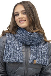 Vivisence Damen Schal Langer Modischer Wärmendes Zweifarbiges Warmem Garn Vielseitig Winterschal Frauen Eleganten Und Sportlichen Outfits Perfekt Für Kalte Wintertage Modell 7107, dunkelblau