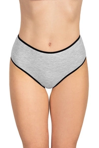Vivisence Dame Slip Hoher Bund Voll Klassisch Unterhose Baumwolle Alltag 4017, schwarzes Gummiband:grau 5-pack