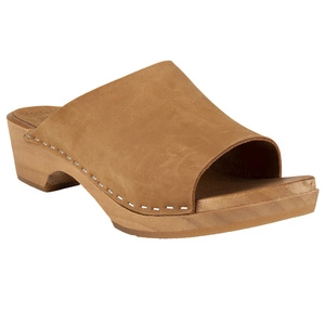 Vollsjö Damen Clogs aus Holz und Wildleder Hausschuhe Holzschuhe Clogs für Frauen, Modisch und Gemütlich Freizeitschuhe, Heimschuhe, Hergestellt in der EU, Hellbraun