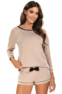 Vivisence Dame Schlafanzug 2-teiliges Set Pyjama Bluse Shorts Gemustert Tupfen 2022,