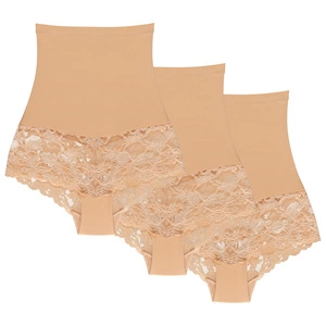 Wolbar Miederslip Damen Slips 3er Pack Panties Höschen Hohe Taille Hipster Slip Figurformende Bauchkontrolle Shapewear Seamless Nahtlose Spitzenhöschen Formwäsche Unterhosen WB183,