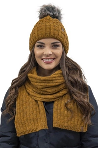 Vivisence Wintermütze mit Bommel Damen Warmes Ideal Für Kalte Wintertage 7015, dunkelgelb
