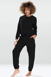 Dkaren Dame Homewear Set Bequem Musterlos Rundhlasausschnitt Komfortabel Wenezja,