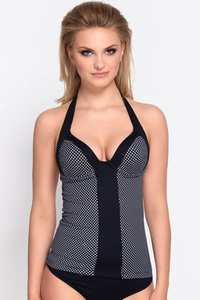 Vivisence 3302 Tankini Top Dame Bademode getupft Neckholder Setteil EU, Schwarz-Weiß