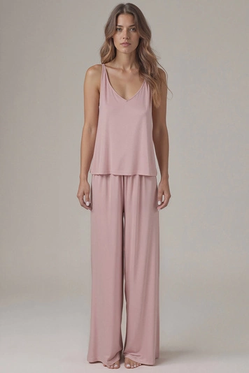 Vivisence Damen Pyjama Viskose Lockere Passform Komfort Für Nachtwäsche 2046, 