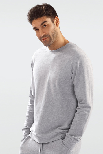 Dkaren Herren Sweatshirt Bequem Schnitt Bekleidung Musterlos Justin, Grau