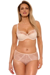 Gaia Dame Halbgepolsterter BH Klassisch Stickerei Geblümt Netzstoff Alltag 1300 Maja, Beige