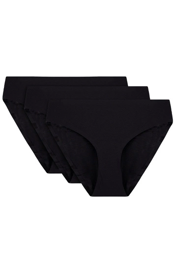 Vivisence Dame Slip 3-er Pack Unterhose Glatt Voll Nahtlos Klassisch  4011, schwarz