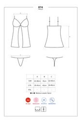 Obsessive Damen Nachthemd Set String Spitze 874-BAB-2, Weiß