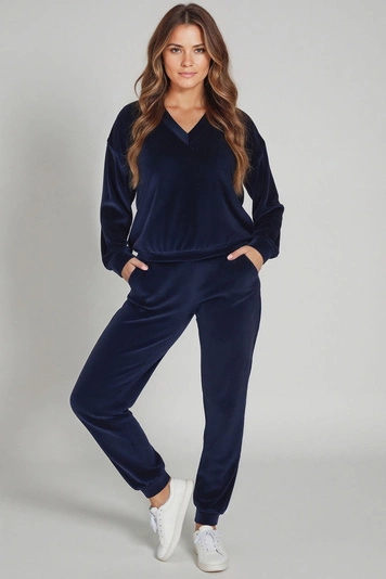 Vivisence Damen Trainingsanzug-Set Baumwolle Konische Hosen Ideal Für Komfort Im Alltag 9202, 