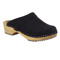 Vollsjö Männer Veganclogs aus Holz und Mikrofaser Hausschuhe Freizeitschuhe, Heimschuhe, Hergestellt in der EU 125-901S-M, Mikrofaser-Schwarz