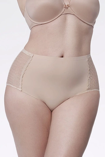 Julimex Damen Slip Unterhose Spitze Unterwäsche Lingerie Opal , Beige
