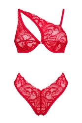 Obsessive Dame Reizwäsche Set 2-teilig Dessous Spitze Sexy Verführerisch Asymmetrisch Atenica, Rot